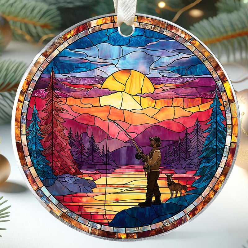 TEEBIM Fishing Ornament - Fishing Ornaments for Christmas Tree, Fisherman Ornaments - Fisherman Gifts for Men, Fish Lovers - Acrylic Christmas Ornament 2025 - Image 1